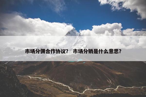 市场分佣合作协议？ 市场分销是什么意思？