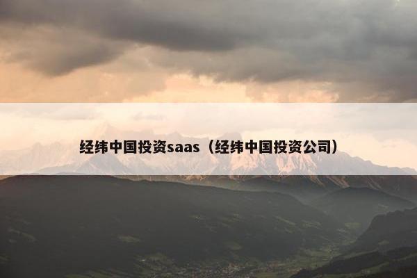 经纬中国投资saas（经纬中国投资公司）