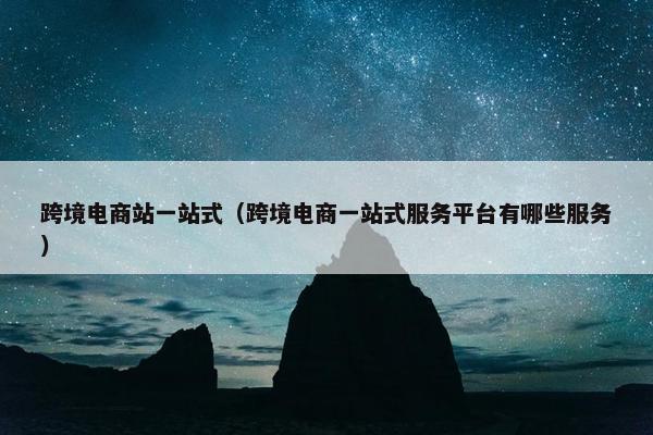 跨境电商站一站式（跨境电商一站式服务平台有哪些服务）
