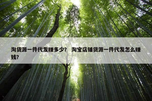 淘货源一件代发赚多少？ 淘宝店铺货源一件代发怎么赚钱？