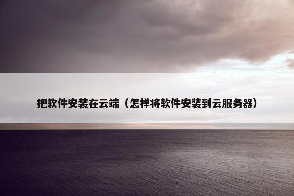 把软件安装在云端（怎样将软件安装到云服务器）