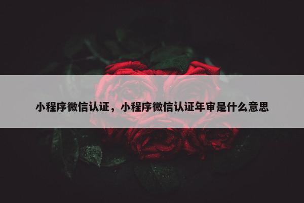 小程序微信认证，小程序微信认证年审是什么意思