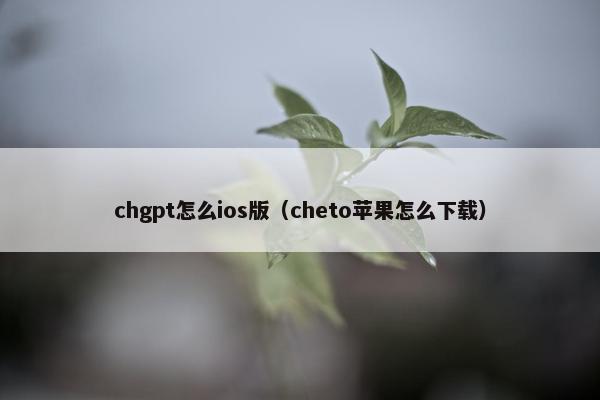 chgpt怎么ios版（cheto苹果怎么下载）