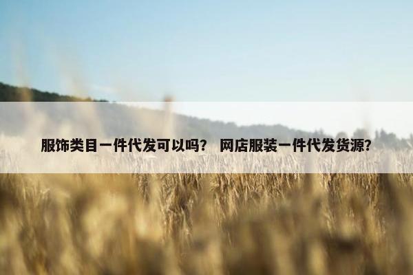 服饰类目一件代发可以吗？ 网店服装一件代发货源？