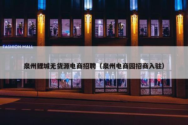 泉州鲤城无货源电商招聘（泉州电商园招商入驻）