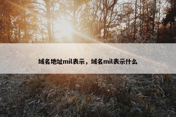 域名地址mil表示，域名mil表示什么