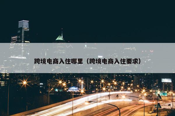 跨境电商入住哪里（跨境电商入住要求）