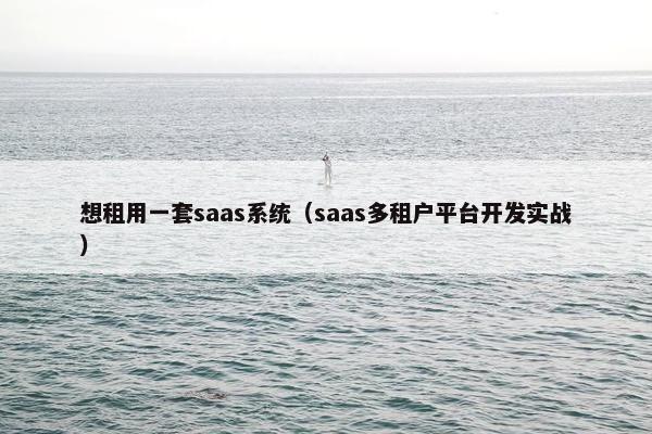想租用一套saas系统（saas多租户平台开发实战）