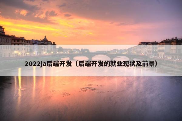 2022ja后端开发（后端开发的就业现状及前景）