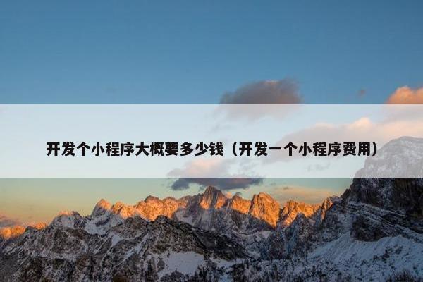 开发个小程序大概要多少钱（开发一个小程序费用）