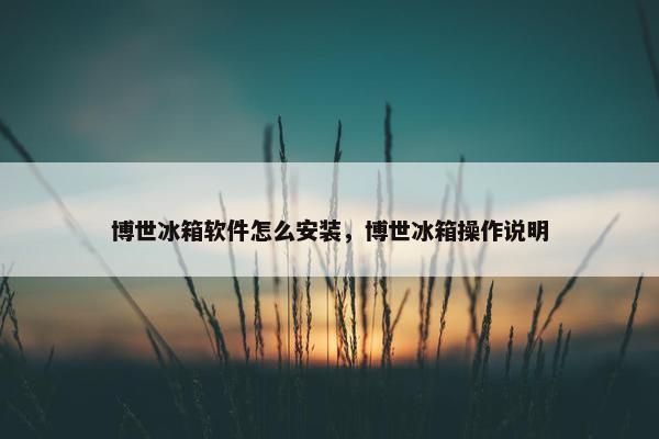 博世冰箱软件怎么安装，博世冰箱操作说明
