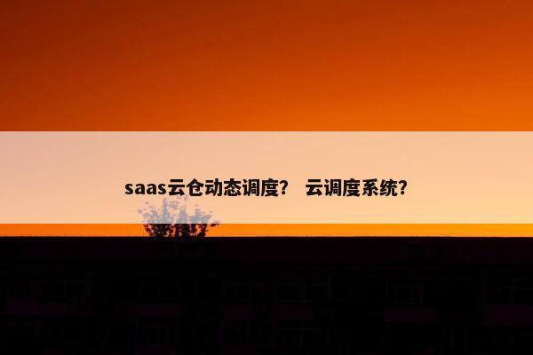 saas云仓动态调度？ 云调度系统？