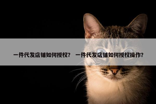 一件代发店铺如何授权？ 一件代发店铺如何授权操作？