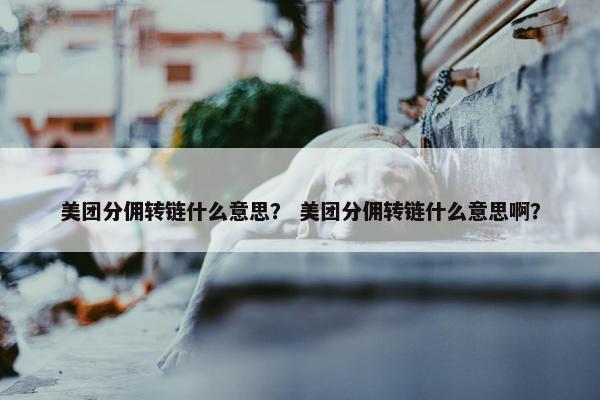 美团分佣转链什么意思？ 美团分佣转链什么意思啊？