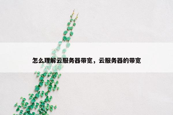 怎么理解云服务器带宽，云服务器的带宽