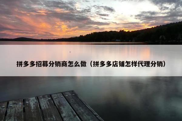 拼多多招募分销商怎么做（拼多多店铺怎样代理分销）