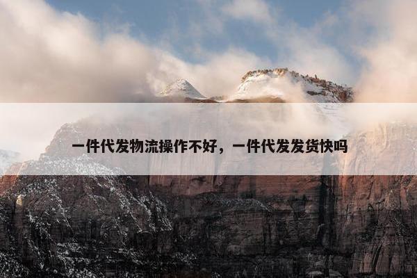 一件代发物流操作不好，一件代发发货快吗
