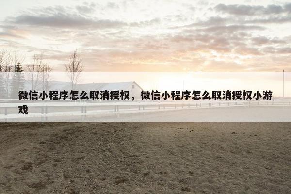 微信小程序怎么取消授权，微信小程序怎么取消授权小游戏