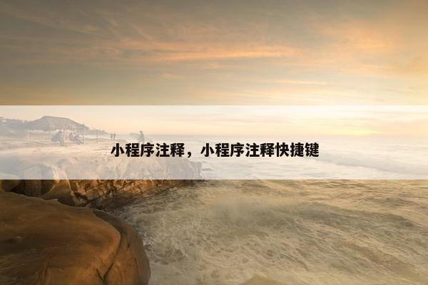小程序注释，小程序注释快捷键