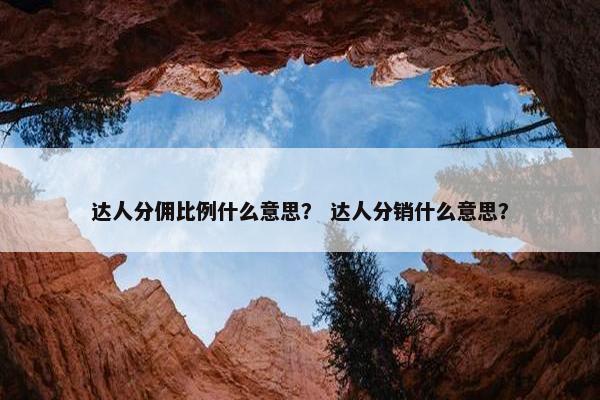 达人分佣比例什么意思？ 达人分销什么意思？