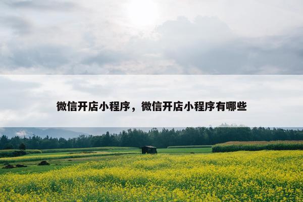 微信开店小程序，微信开店小程序有哪些