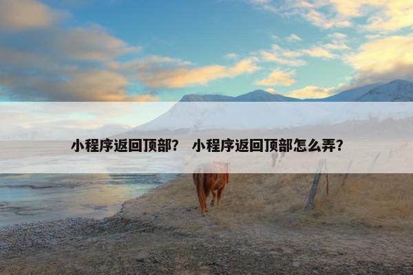 小程序返回顶部？ 小程序返回顶部怎么弄？