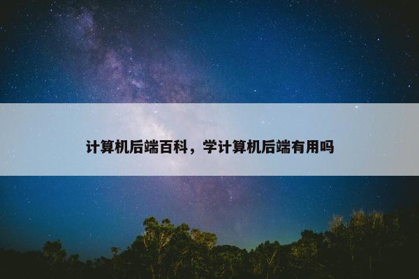 计算机后端百科，学计算机后端有用吗