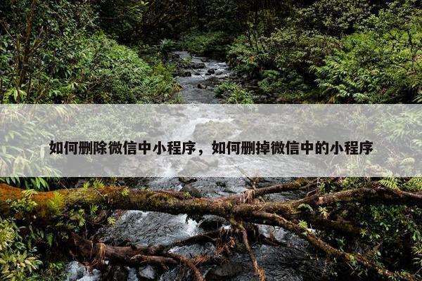 如何删除微信中小程序，如何删掉微信中的小程序