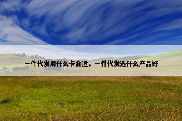 一件代发用什么卡合适，一件代发选什么产品好