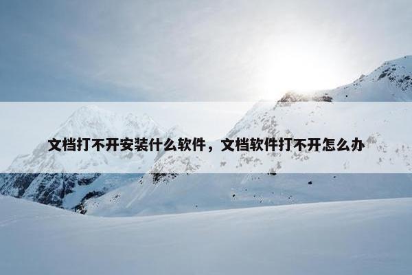 文档打不开安装什么软件，文档软件打不开怎么办