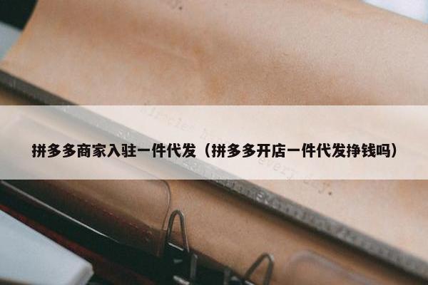 拼多多商家入驻一件代发（拼多多开店一件代发挣钱吗）