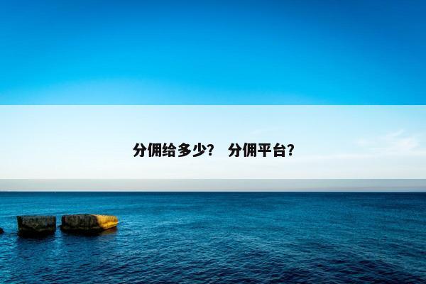 分佣给多少？ 分佣平台？