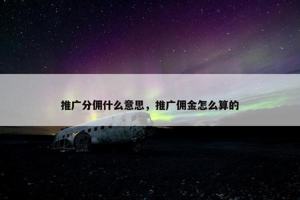 推广分佣什么意思，推广佣金怎么算的