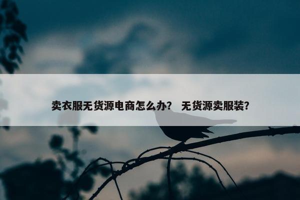 卖衣服无货源电商怎么办？ 无货源卖服装？