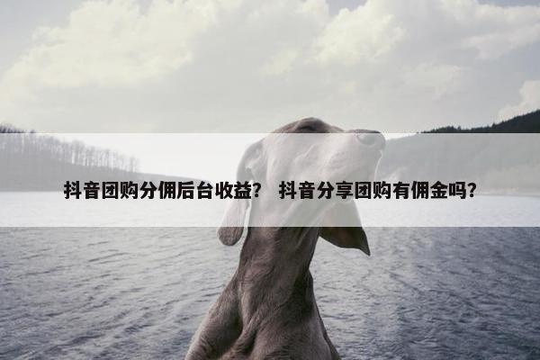 抖音团购分佣后台收益？ 抖音分享团购有佣金吗？