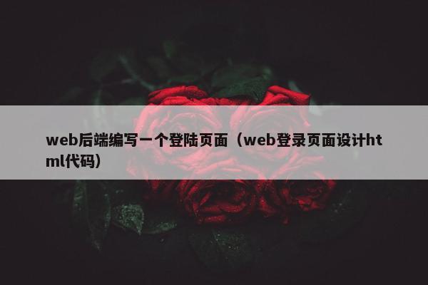web后端编写一个登陆页面（web登录页面设计html代码）