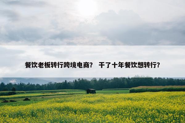餐饮老板转行跨境电商？ 干了十年餐饮想转行？