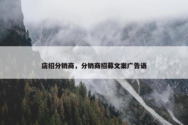 店招分销商，分销商招募文案广告语