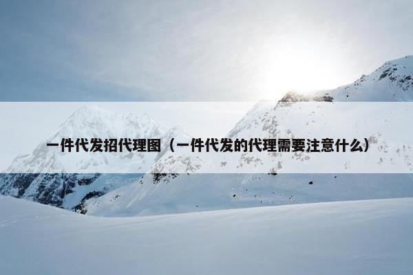 一件代发招代理图（一件代发的代理需要注意什么）