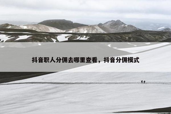 抖音职人分佣去哪里查看，抖音分佣模式