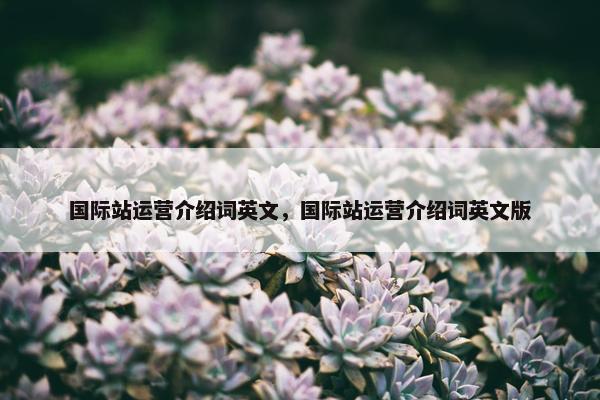国际站运营介绍词英文，国际站运营介绍词英文版