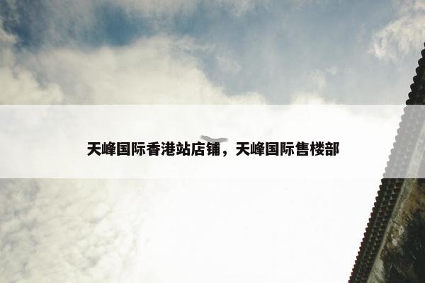 天峰国际香港站店铺，天峰国际售楼部