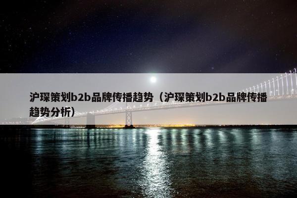 沪琛策划b2b品牌传播趋势（沪琛策划b2b品牌传播趋势分析）