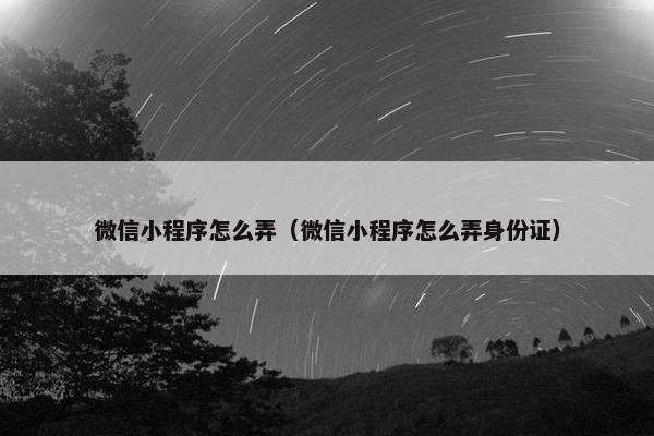 微信小程序怎么弄（微信小程序怎么弄身份证）