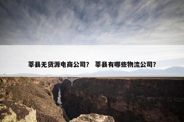 莘县无货源电商公司？ 莘县有哪些物流公司？