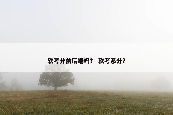 软考分前后端吗？ 软考系分？