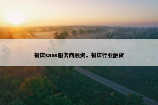 餐饮saas服务商融资，餐饮行业融资