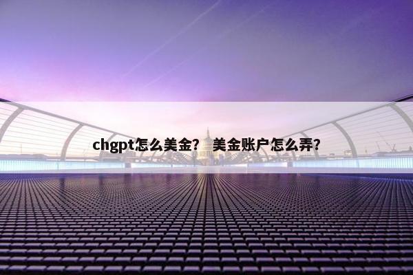 chgpt怎么美金？ 美金账户怎么弄？