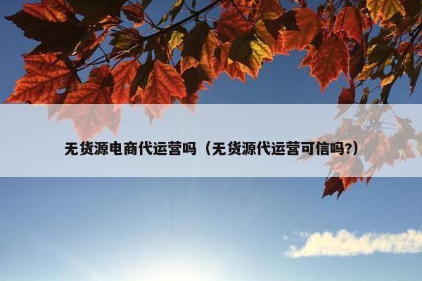 无货源电商代运营吗（无货源代运营可信吗?）