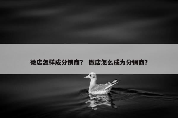 微店怎样成分销商？ 微店怎么成为分销商？